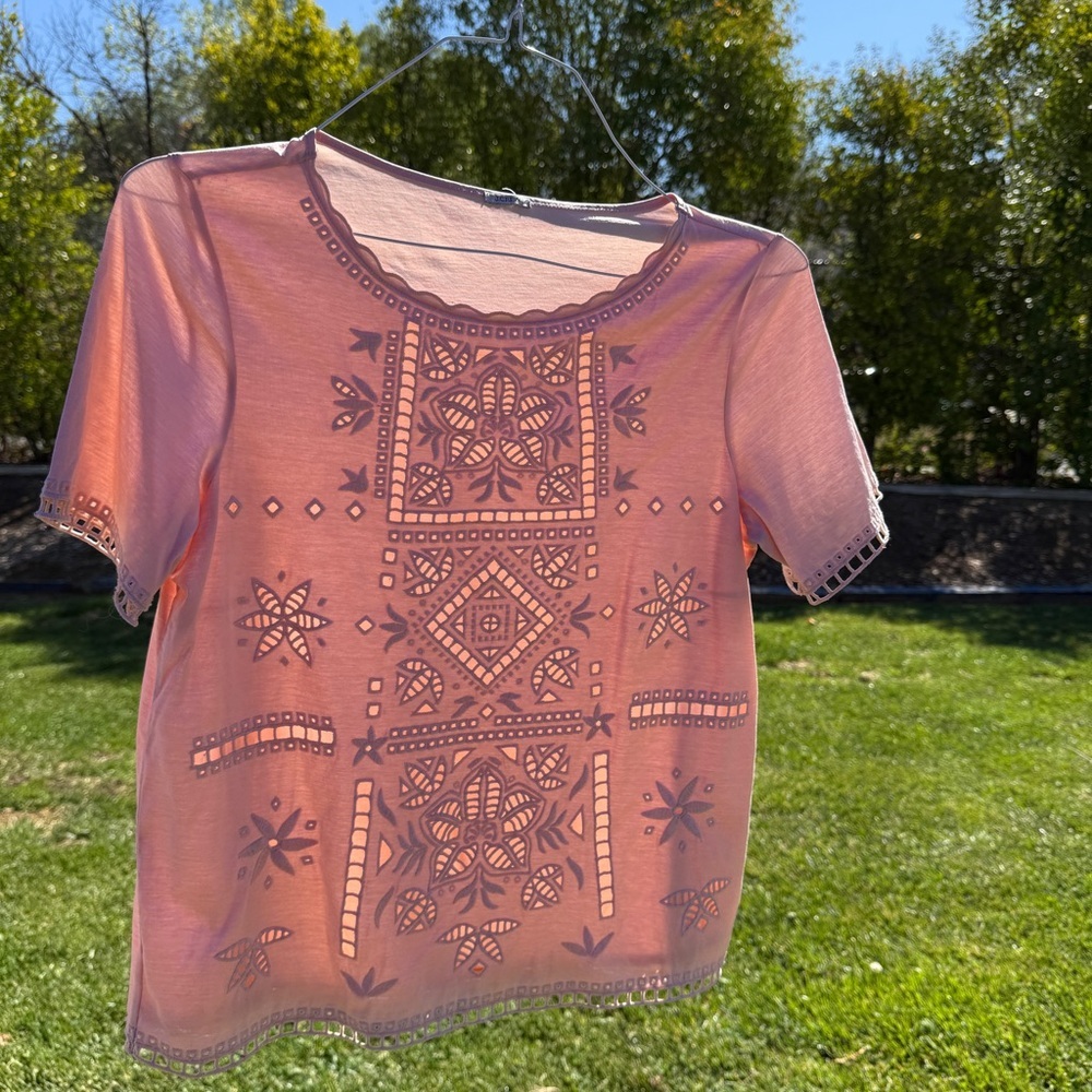 J. Crew Pink Embellished Blouse Short Sleeve #158